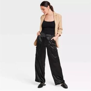 a new day Women's High-Rise Satin Cargo Pants